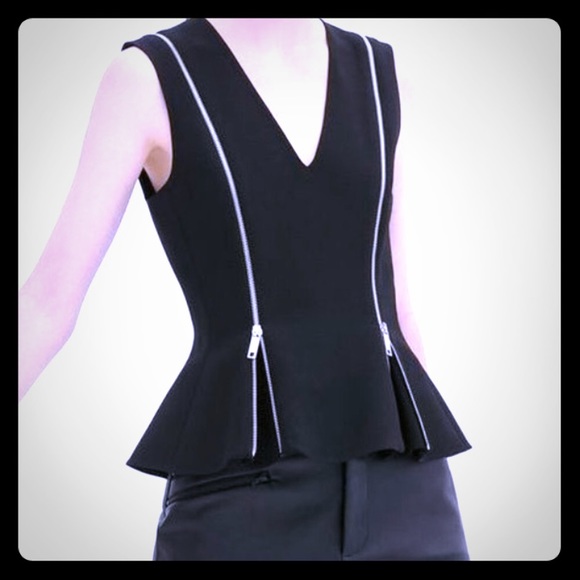 Zara Tops - NWOT‼️ Zara Black Silver Zippered Peplum Top
